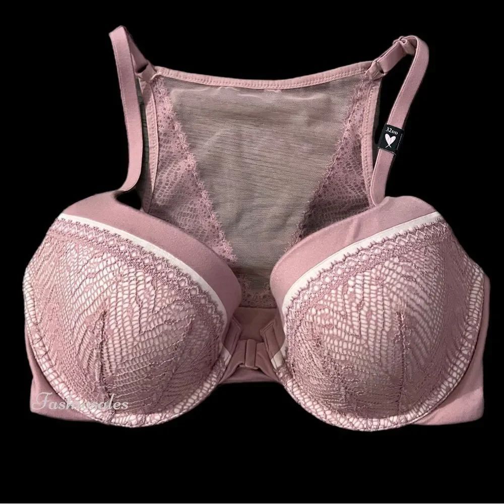 Victoria’s Secret Body Lined Demi mesh Racerback front close dusty pink
